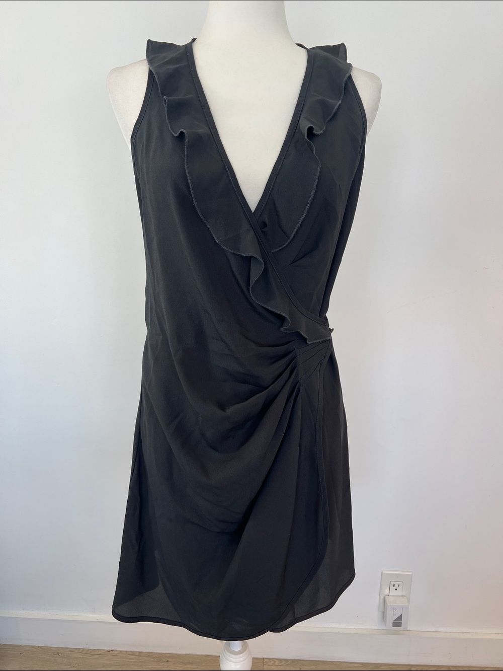 Fate Charcoal Ruffle Wrap Dress - Unbranded